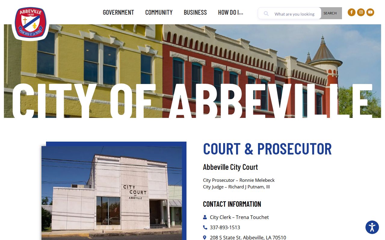 Vermilion Parish traffic court records source for Abbeville City Court
