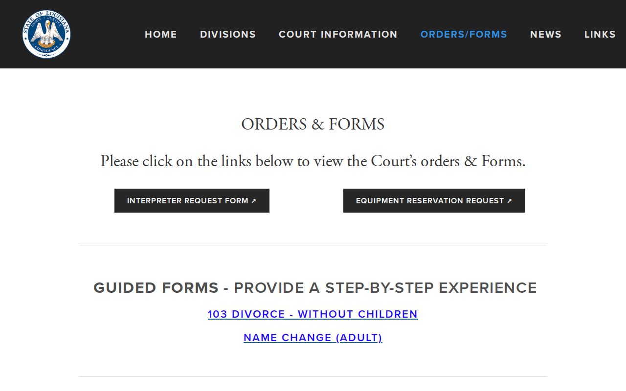 Vermilion Parish court calendar forms for interpreter and equipment requests