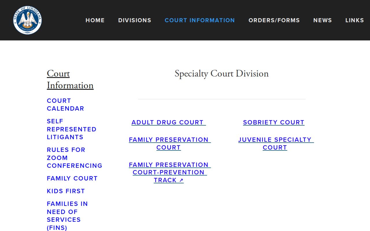 Vermilion criminal docket 15th JDC specialty court menu