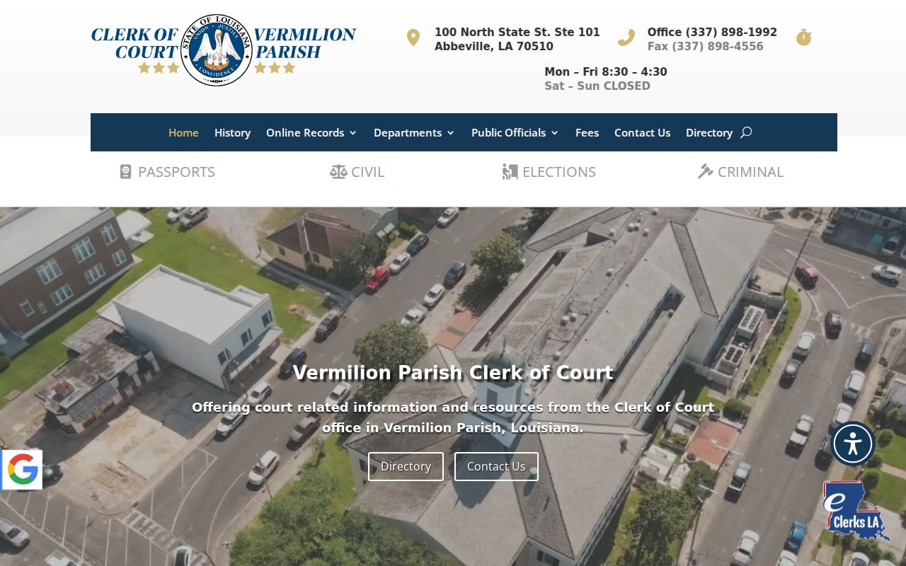 Vermilion court docket clerk home page for parish records access