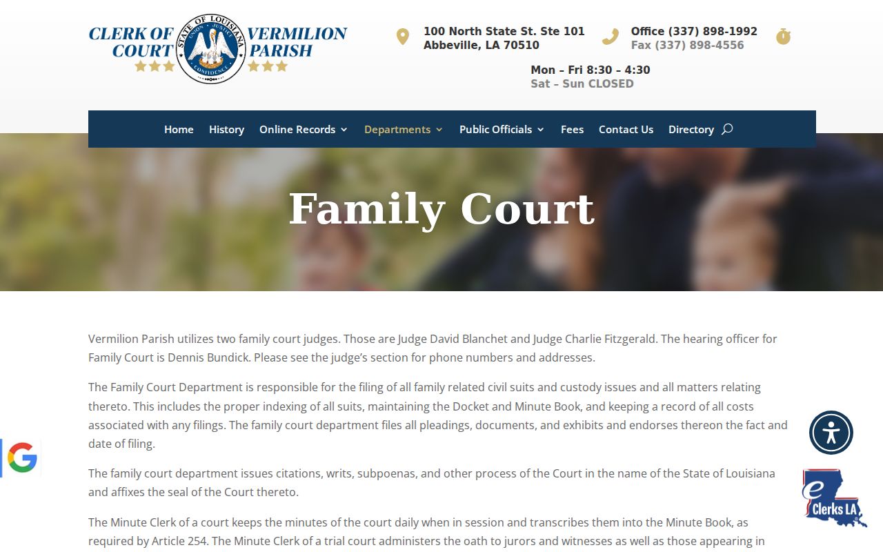 Vermilion civil docket Family Court records page